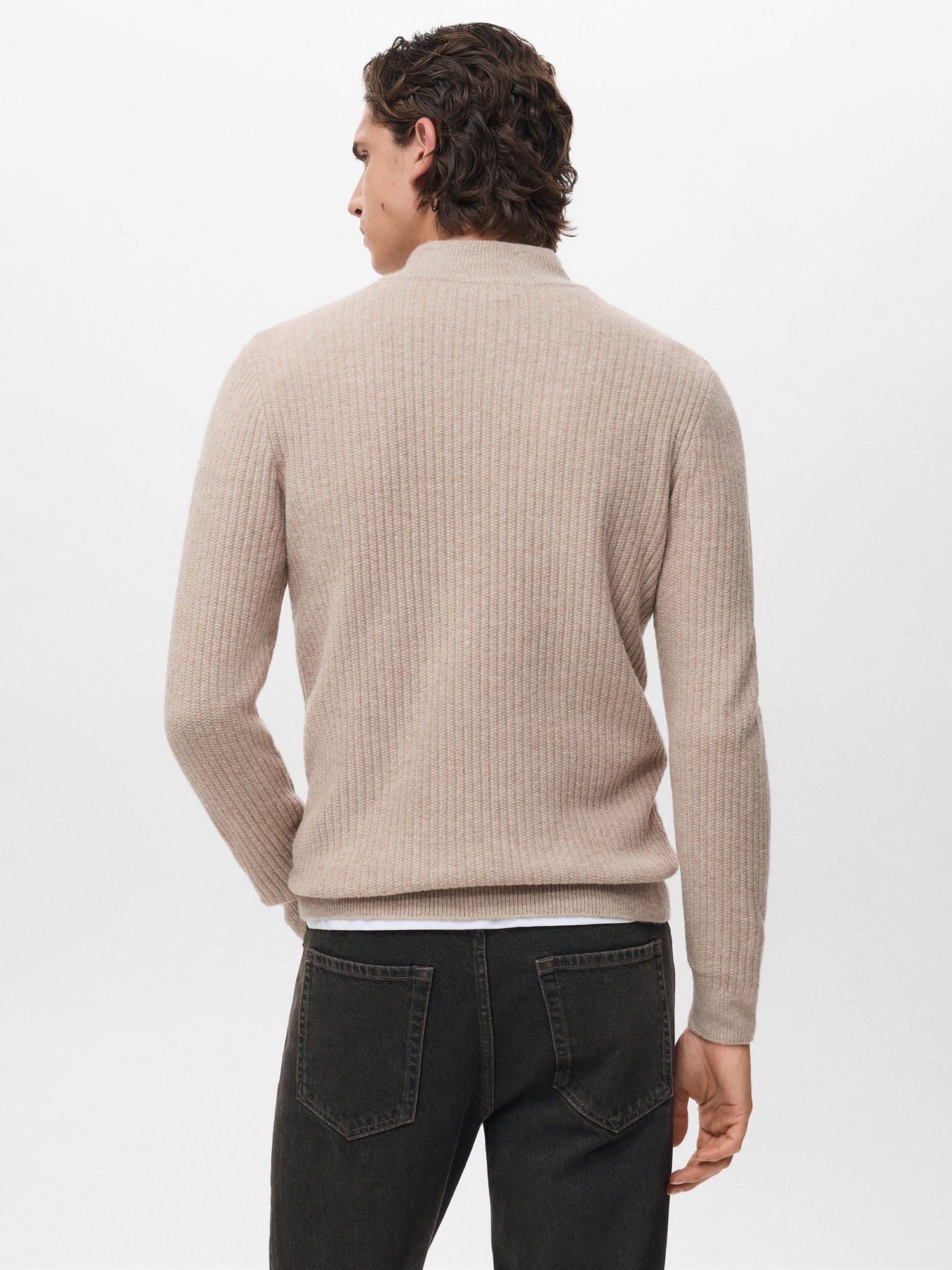 Product image 4 of 8, which shows Mango Park Wool Blend Zip Neck Jumper, Pastel Brown, M