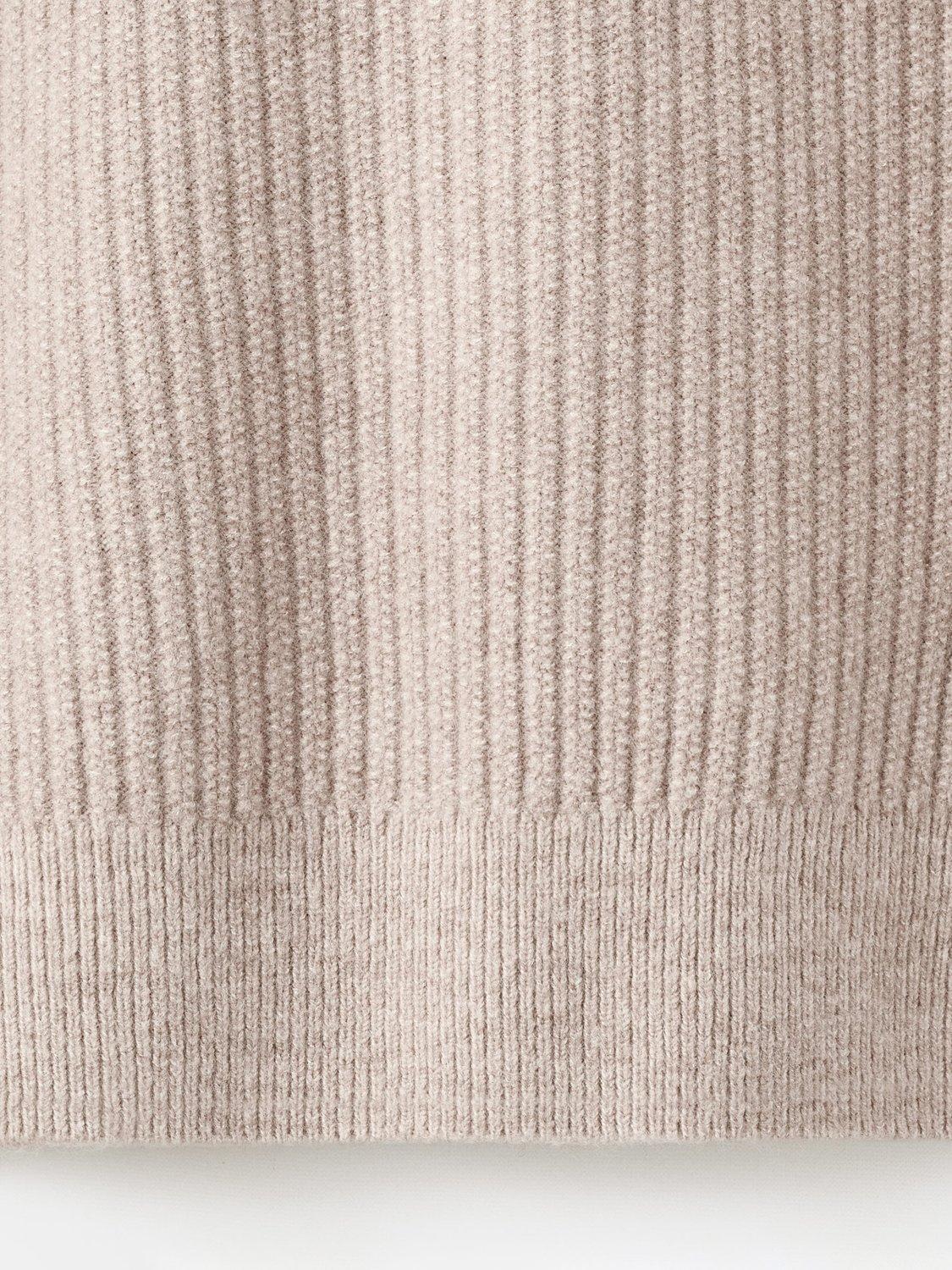 Product image 5 of 8, which shows Mango Park Wool Blend Zip Neck Jumper, Pastel Brown, M