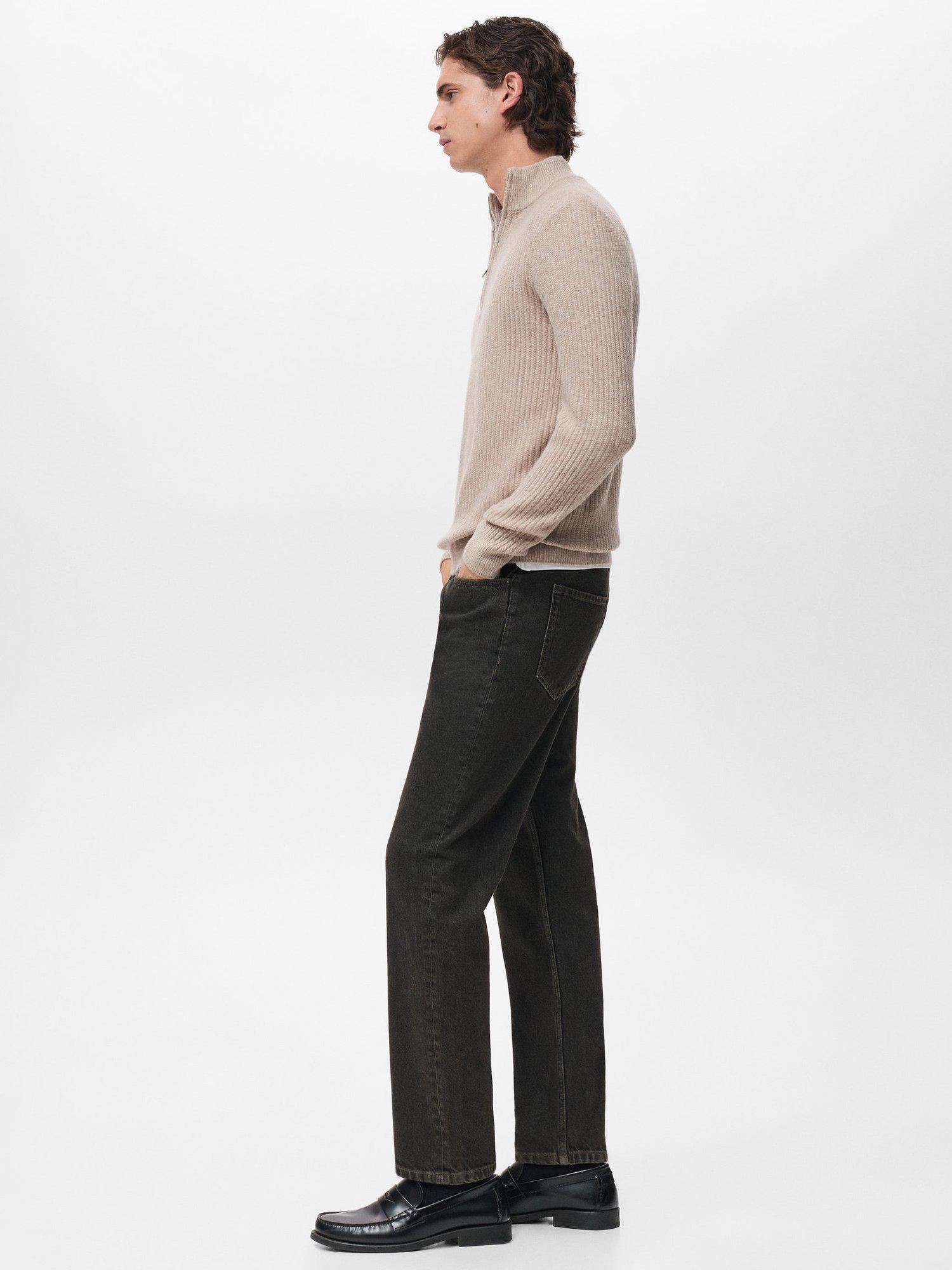 Product image 7 of 8, which shows Mango Park Wool Blend Zip Neck Jumper, Pastel Brown, M