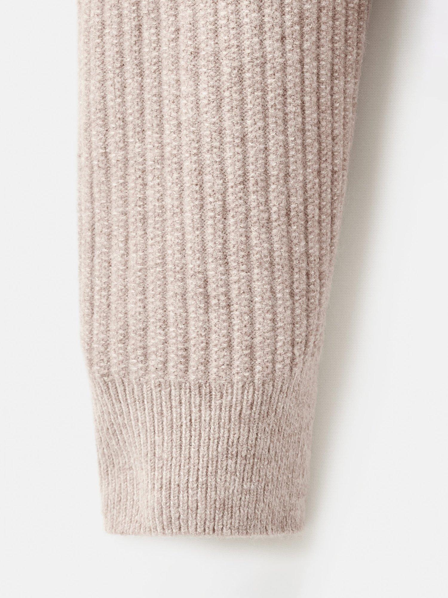 Product image 8 of 8, which shows Mango Park Wool Blend Zip Neck Jumper, Pastel Brown, M