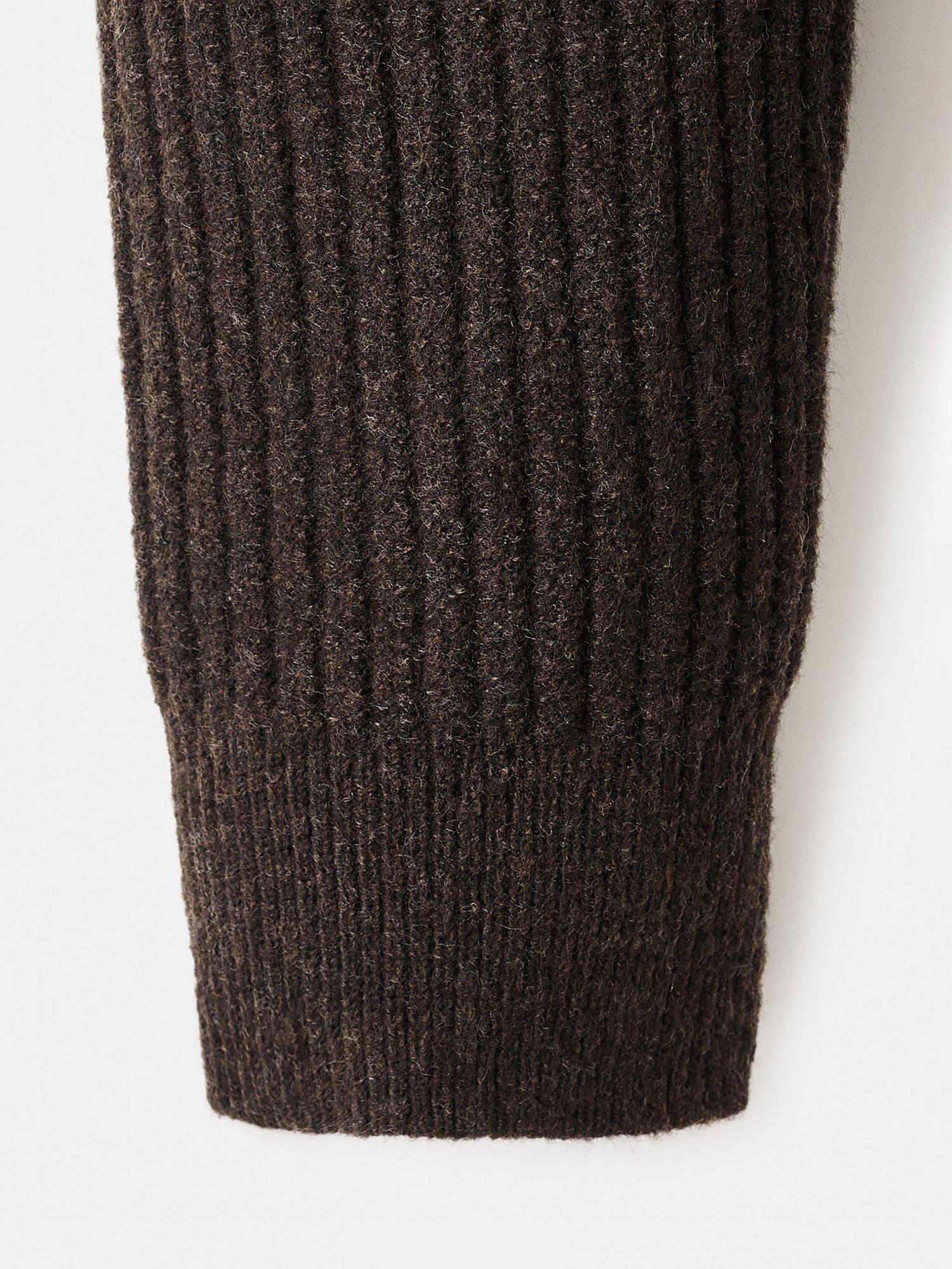 Product image 5 of 8, which shows Mango Park Wool Blend Zip Neck Jumper, Brown, S
