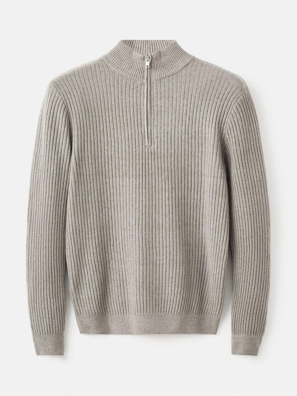 Mango Park Wool Blend Zip Neck Jumper, Green