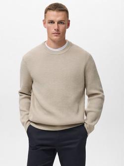 Mango Park Crew Neck Jumper, Pastel Brown
