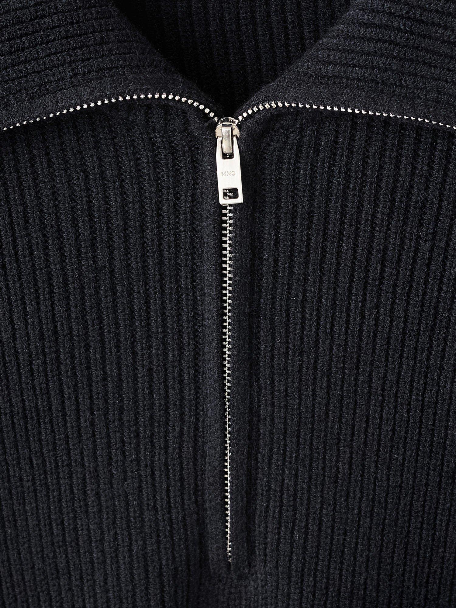 Product image 9 of 9, which shows Mango Parkyd Zip Neck Jumper, Navy, L