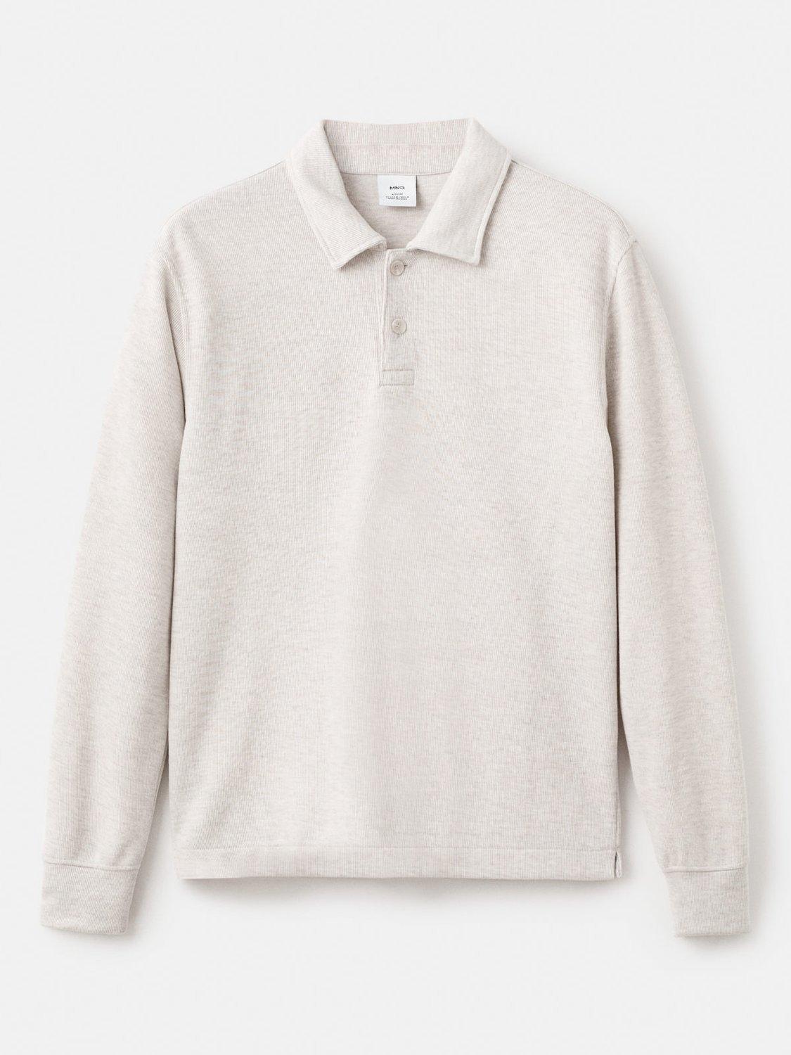 Product image 3 of 8, which shows Mango Shangaip Cotton Blend Knit Polo Top, Light Beige, L