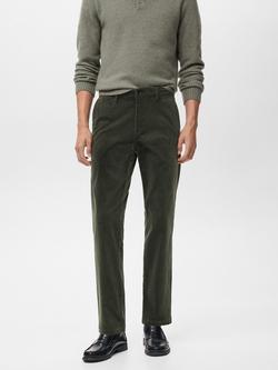 Mango Berdam Cotton Blend Straight Corduroy Trousers, Khaki