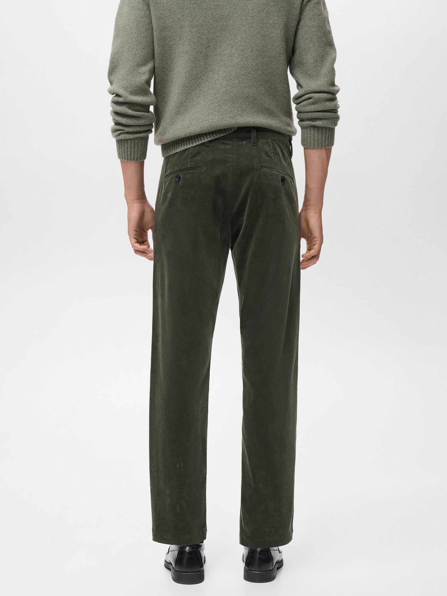 Product image 4 of 8, which shows Mango Berdam Cotton Blend Straight Corduroy Trousers, Khaki, 30