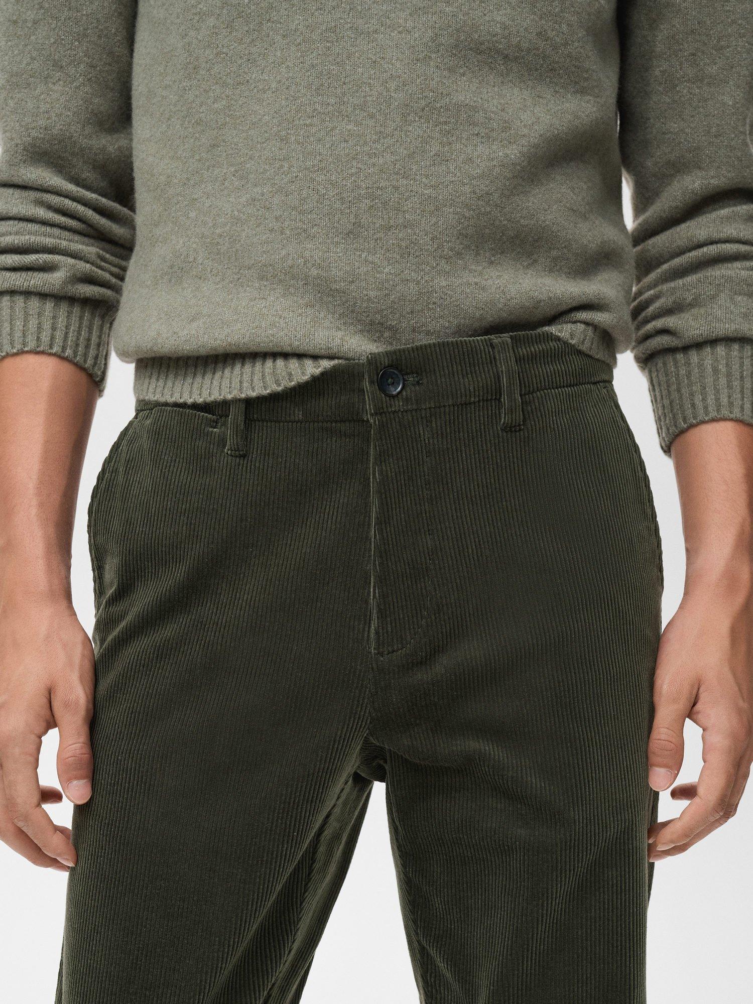 Product image 6 of 8, which shows Mango Berdam Cotton Blend Straight Corduroy Trousers, Khaki, 30