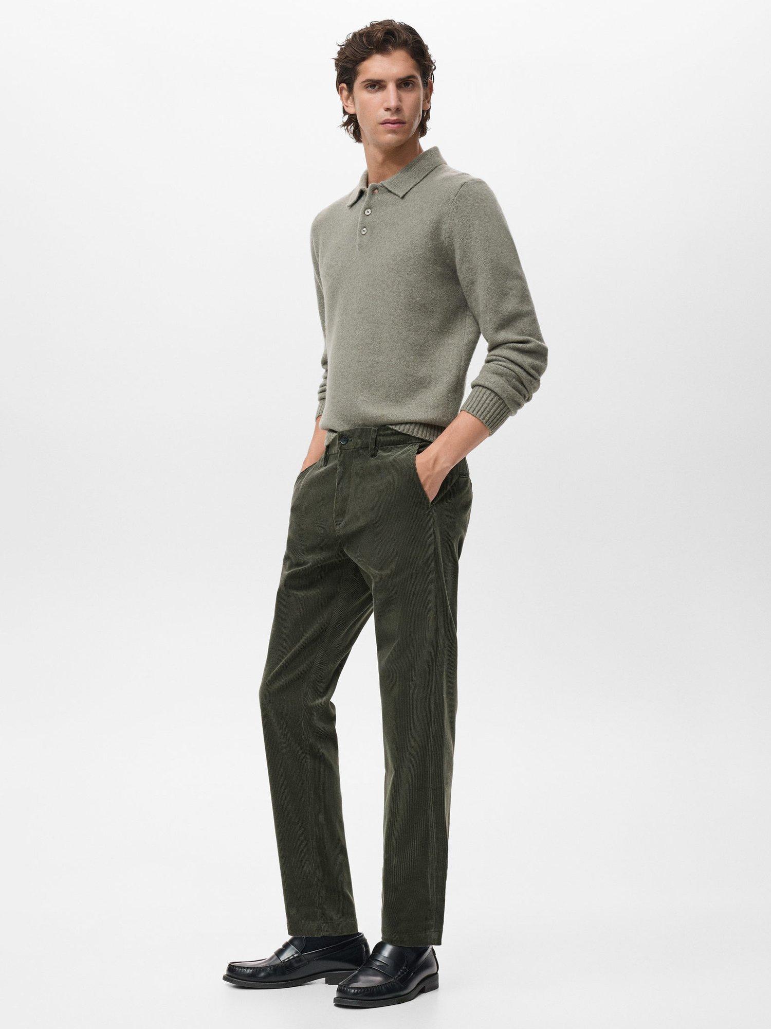 Product image 7 of 8, which shows Mango Berdam Cotton Blend Straight Corduroy Trousers, Khaki, 30