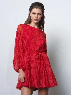 French Connection Kara Floral Chiffon Mini Dress, Mars Red/Haute, Mars Red/Haute