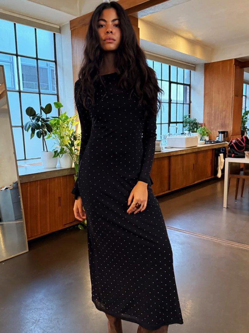 Product image 1 of 3, which shows Never Fully Dressed Icon Mesh Dress, Black, 6