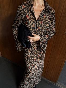 Never Fully Dressed Mia Cherry Leopard Print Shirt Dress, Black, Black