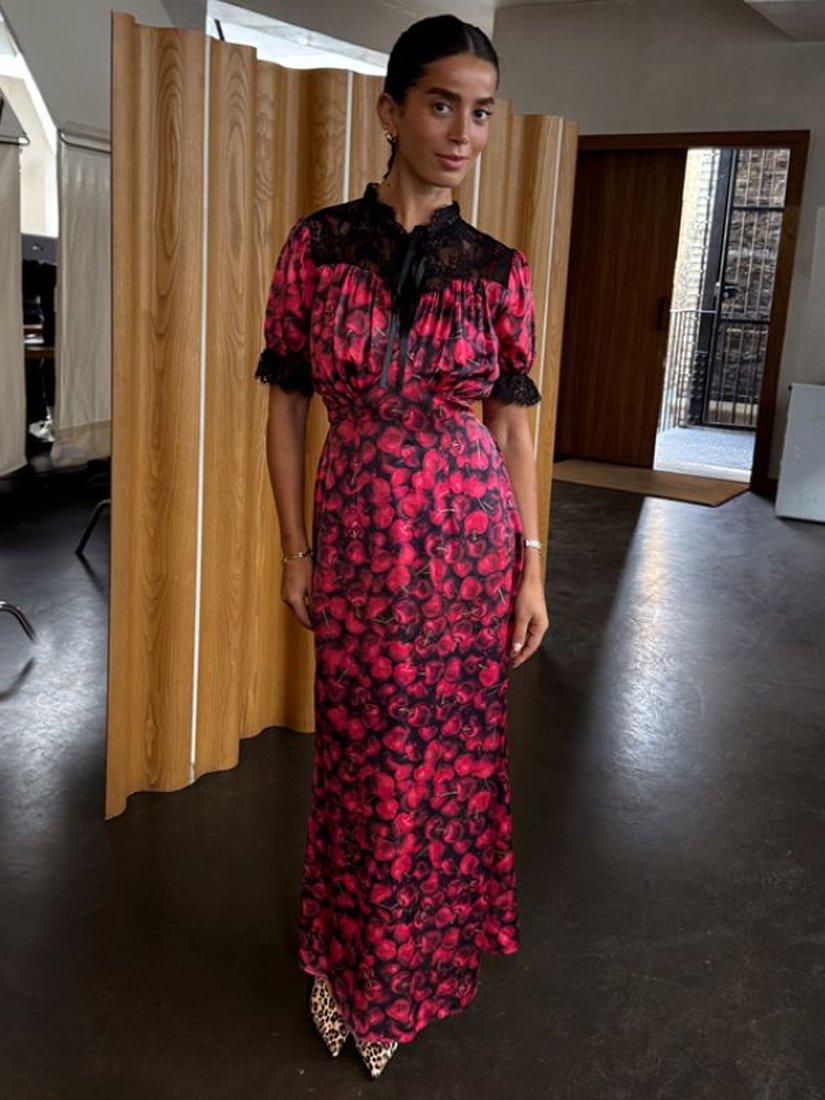 Product image 2 of 5, which shows Never Fully Dressed Lyla Cherry Dress, Black Multi Black, 6