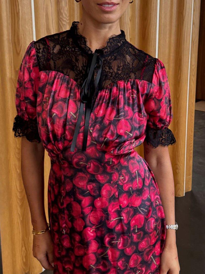 Product image 3 of 5, which shows Never Fully Dressed Lyla Cherry Dress, Black Multi Black, 6