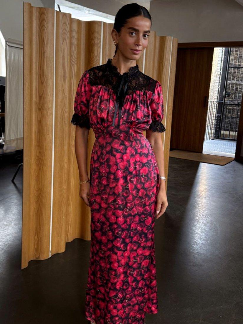 Product image 4 of 5, which shows Never Fully Dressed Lyla Cherry Dress, Black Multi Black, 6