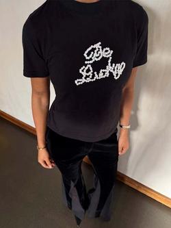 Never Fully Dressed Pure Cotton Short Sleeved Slogan T-Shirt, Black, Black