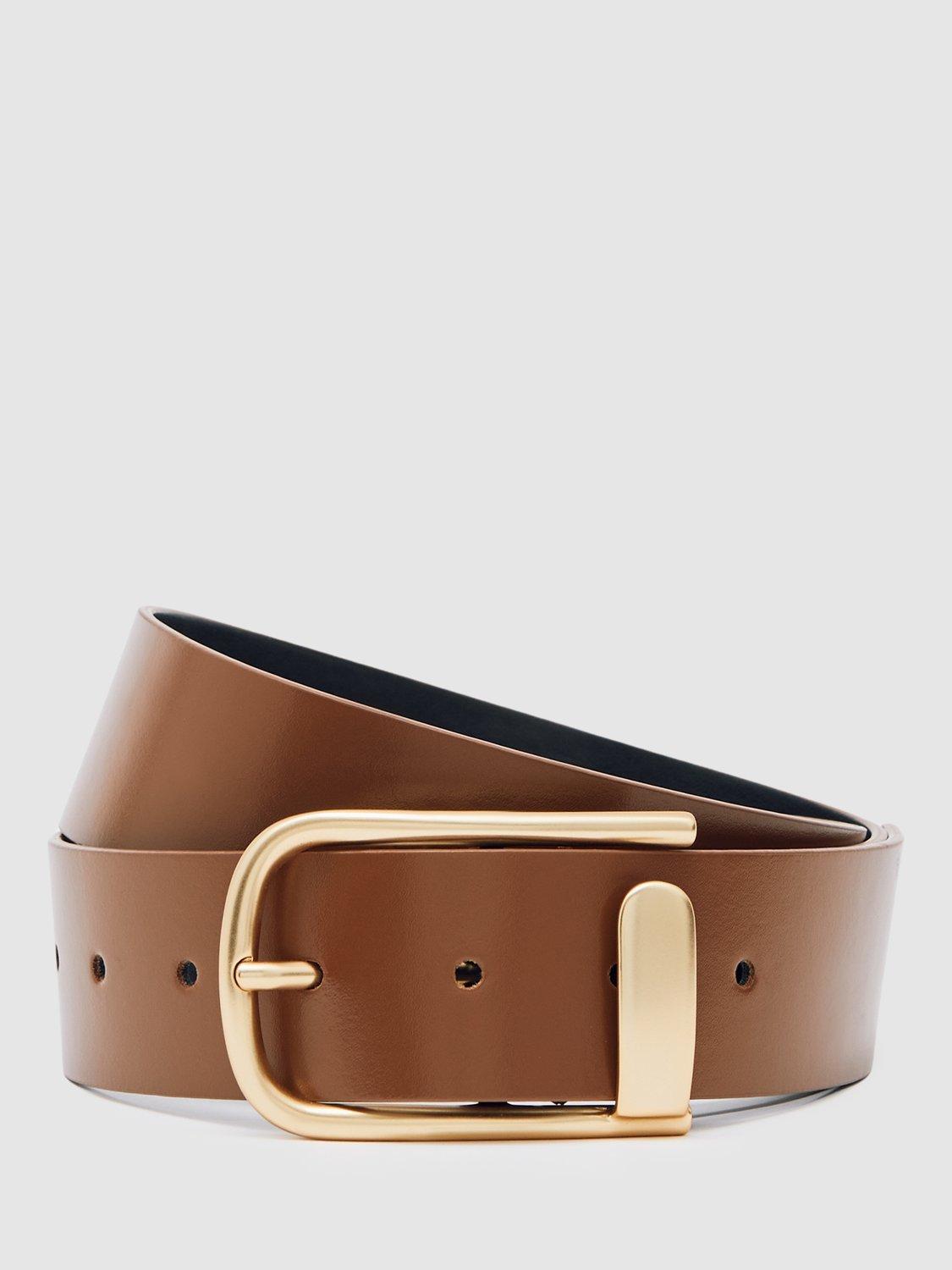 Product image 1 of 5, which shows Reiss Iyla Leather Belt, Tan, XS