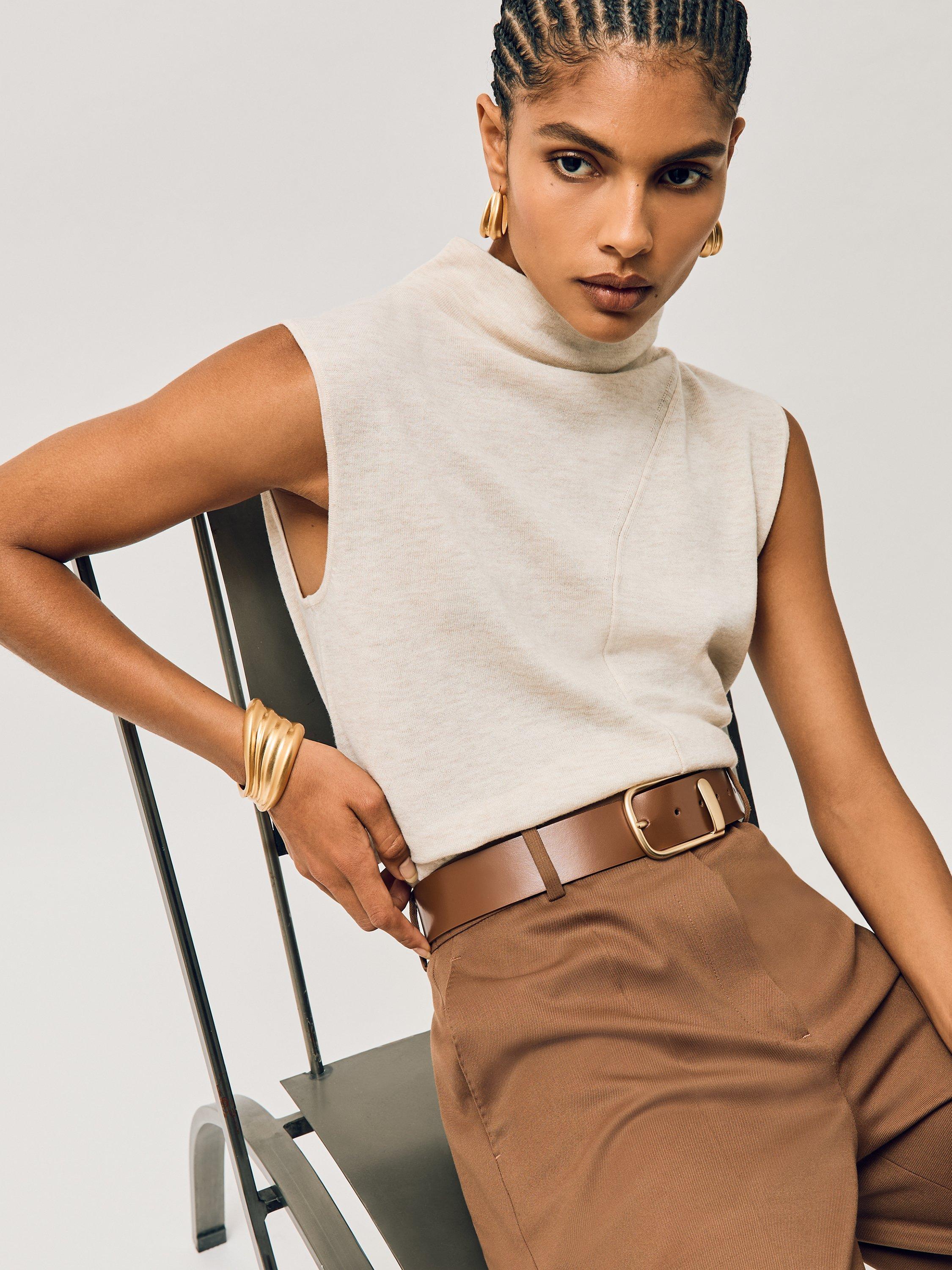 Product image 3 of 5, which shows Reiss Iyla Leather Belt, Tan, XS