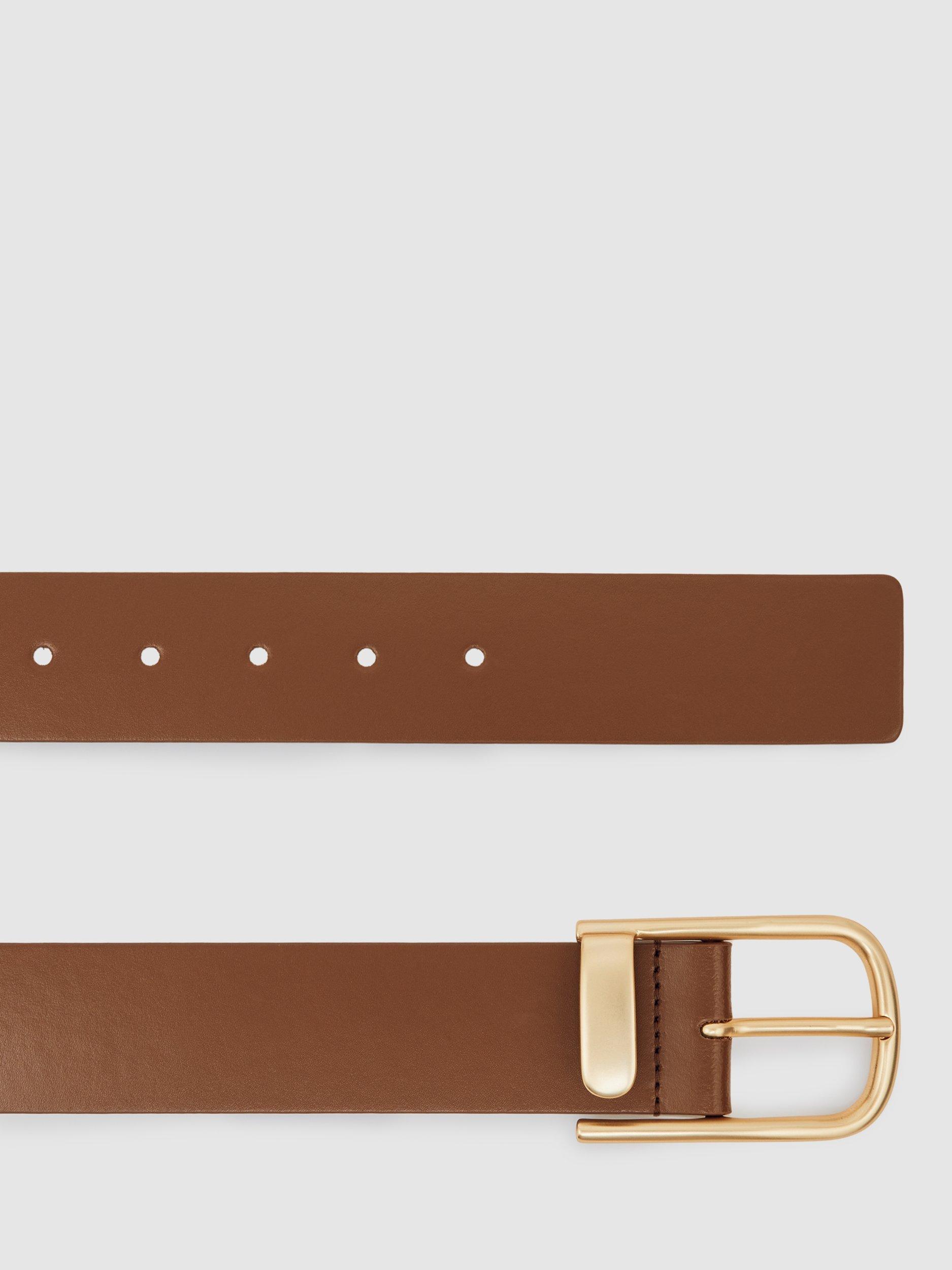 Product image 4 of 5, which shows Reiss Iyla Leather Belt, Tan, XS