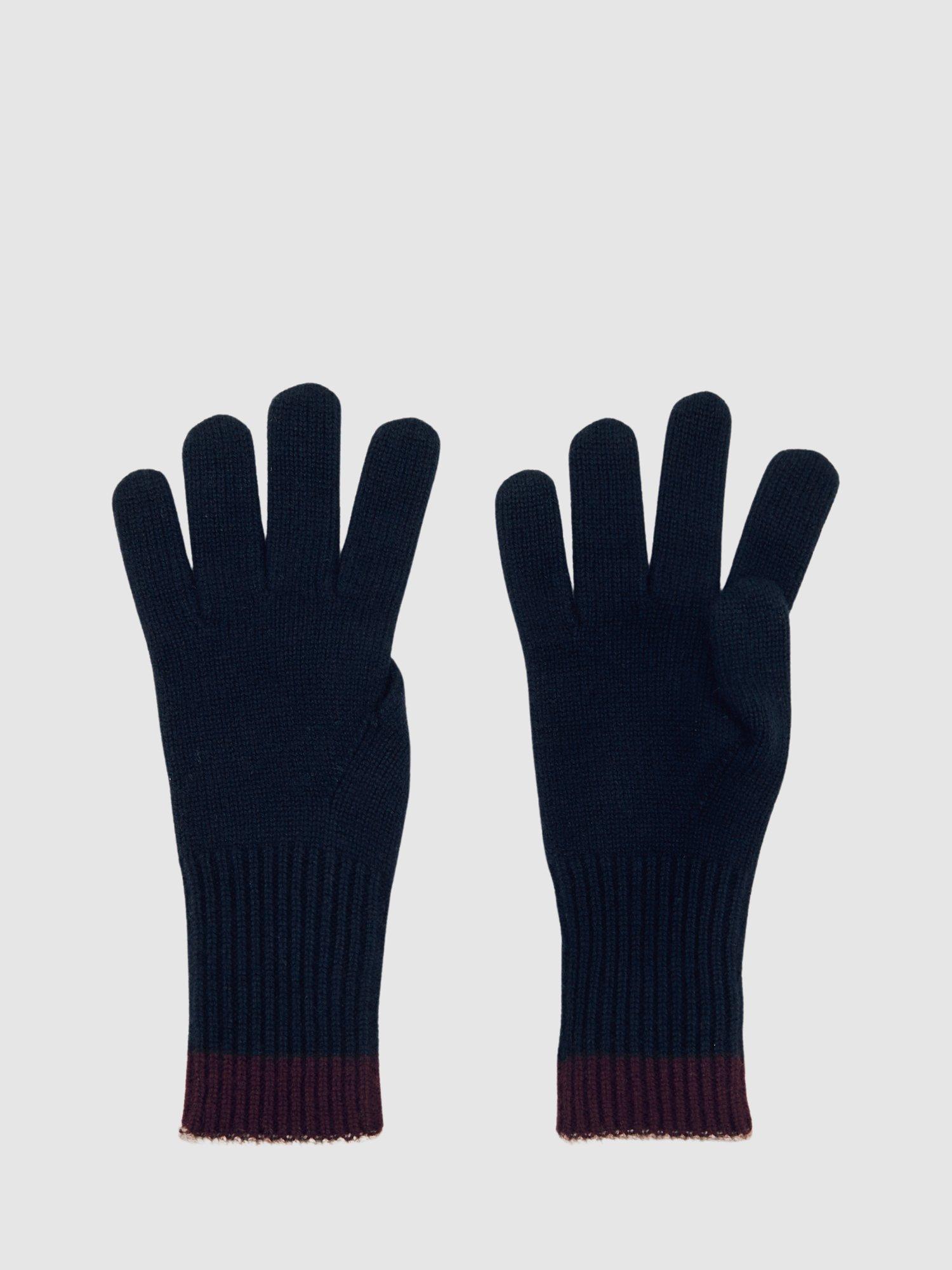 Product image 1 of 3, which shows Reiss Florise Wool Blend Gloves, Navy, One Size