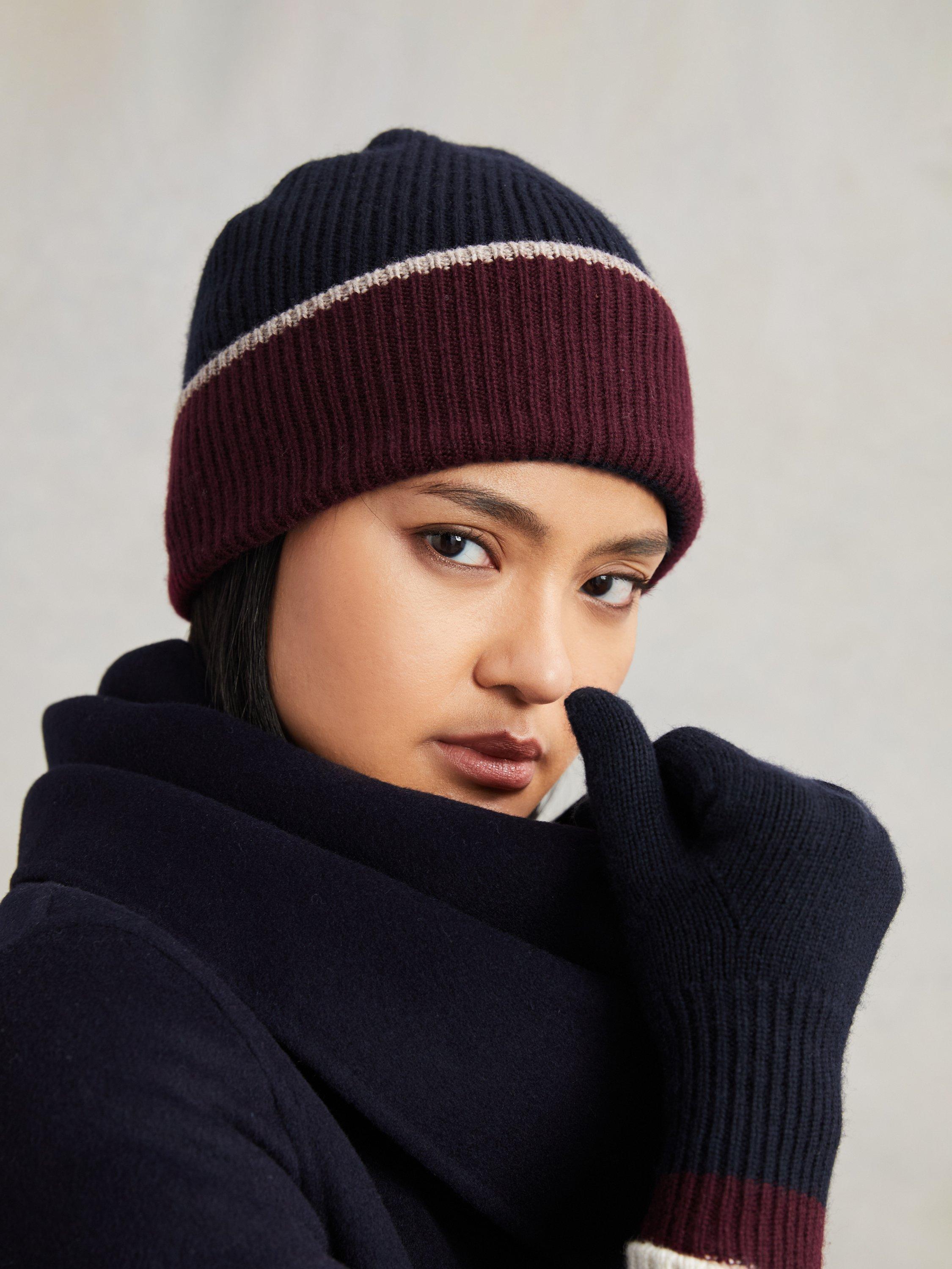 Product image 2 of 3, which shows Reiss Florise Wool Blend Gloves, Navy, One Size