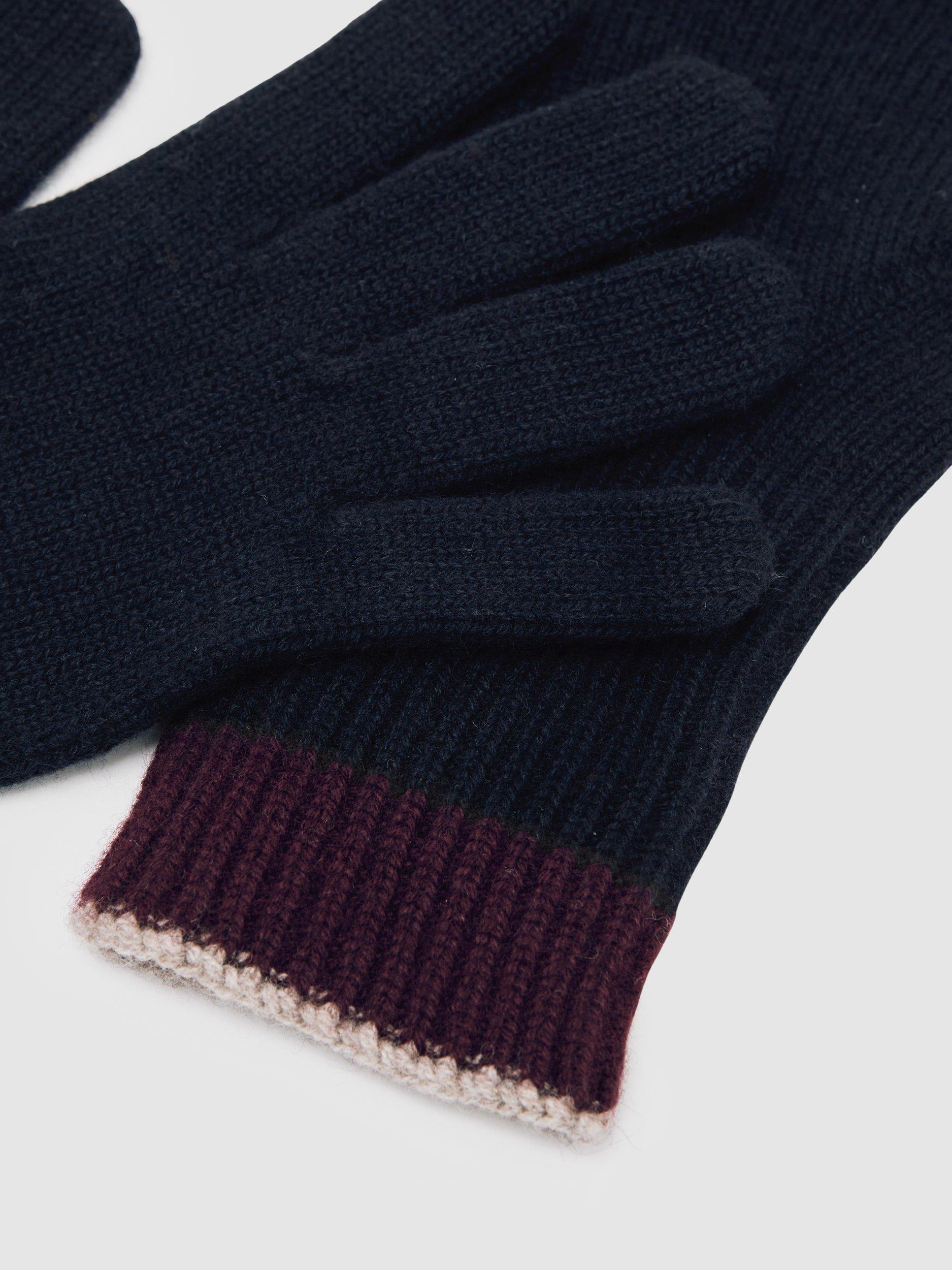 Product image 3 of 3, which shows Reiss Florise Wool Blend Gloves, Navy, One Size