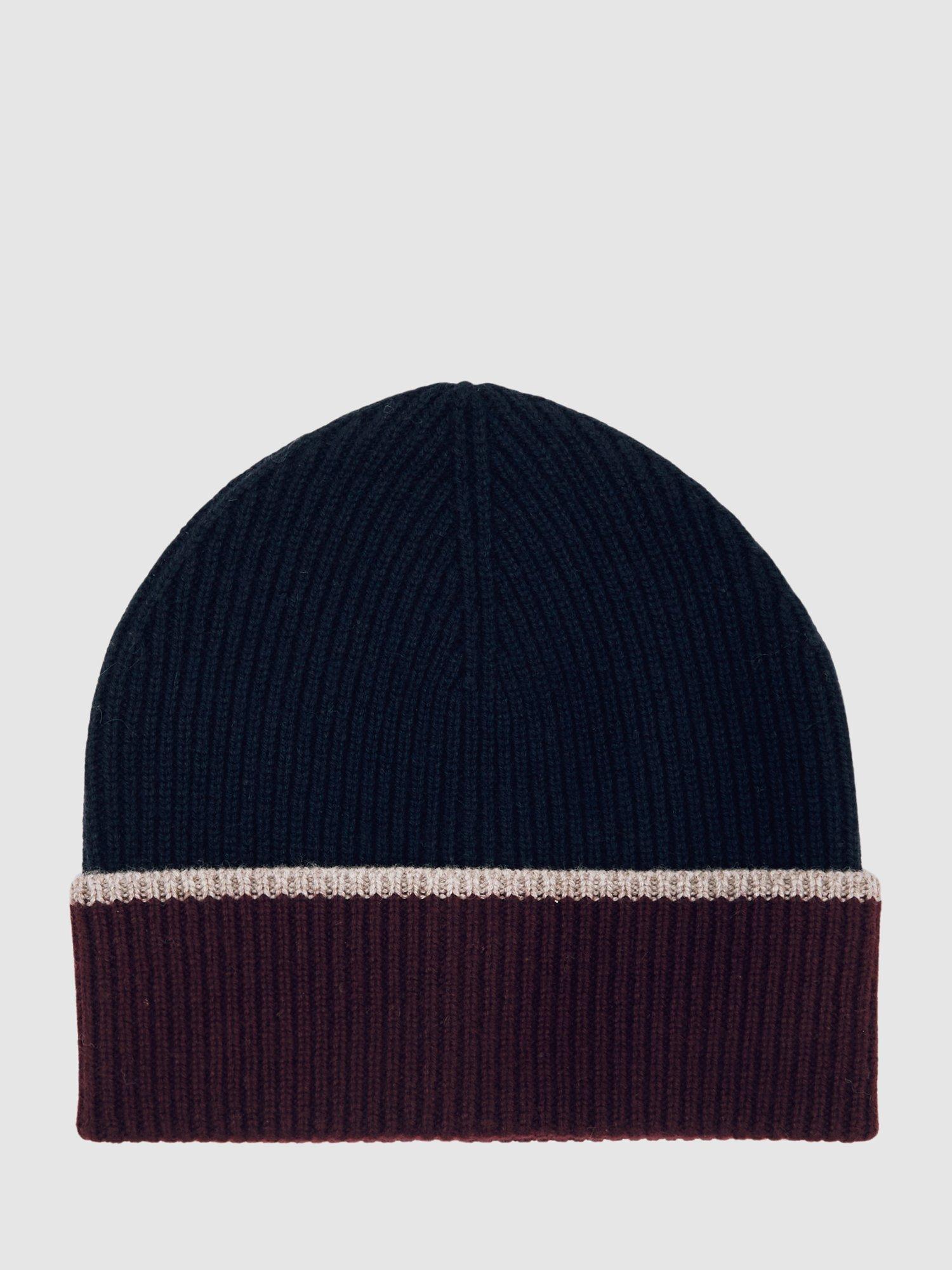 Reiss Filipa Wool Blend Beanie Hat, Navy