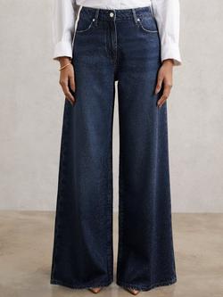 Reiss Mimi Wide Leg Jeans, Dark Blue - view 2, Dark Blue