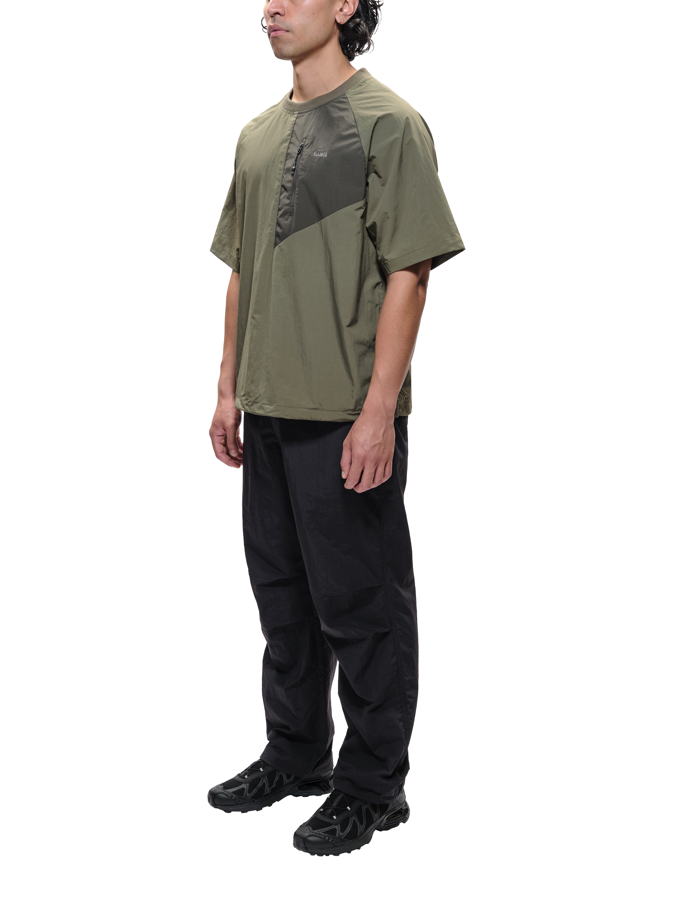 Product image 1 of 9, which shows ELLIKER Kex Nylon Regular Fit Tech T-Shirt, Khaki, XL