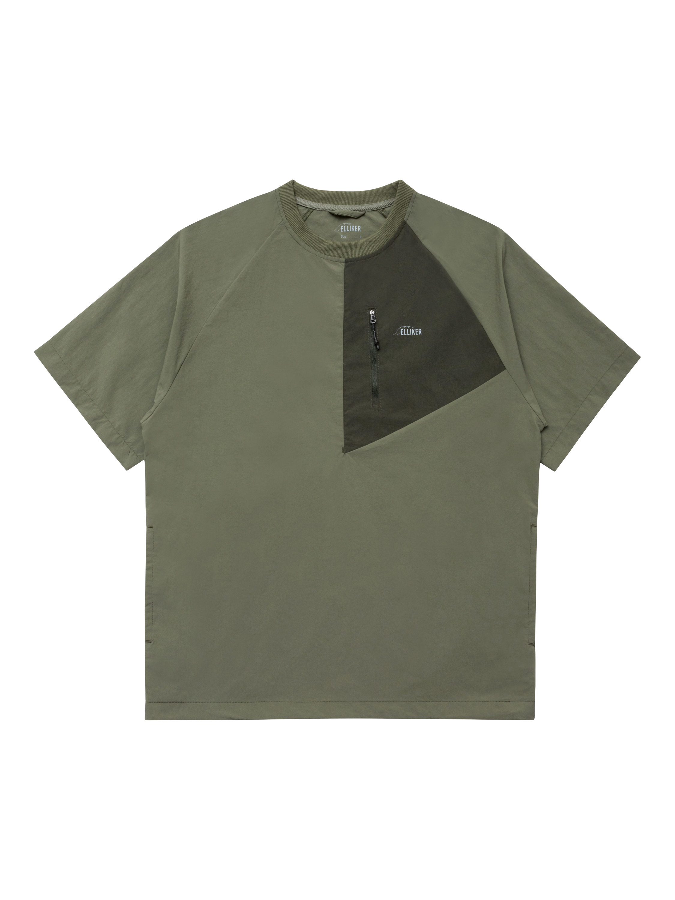 Product image 3 of 9, which shows ELLIKER Kex Nylon Regular Fit Tech T-Shirt, Khaki, XL