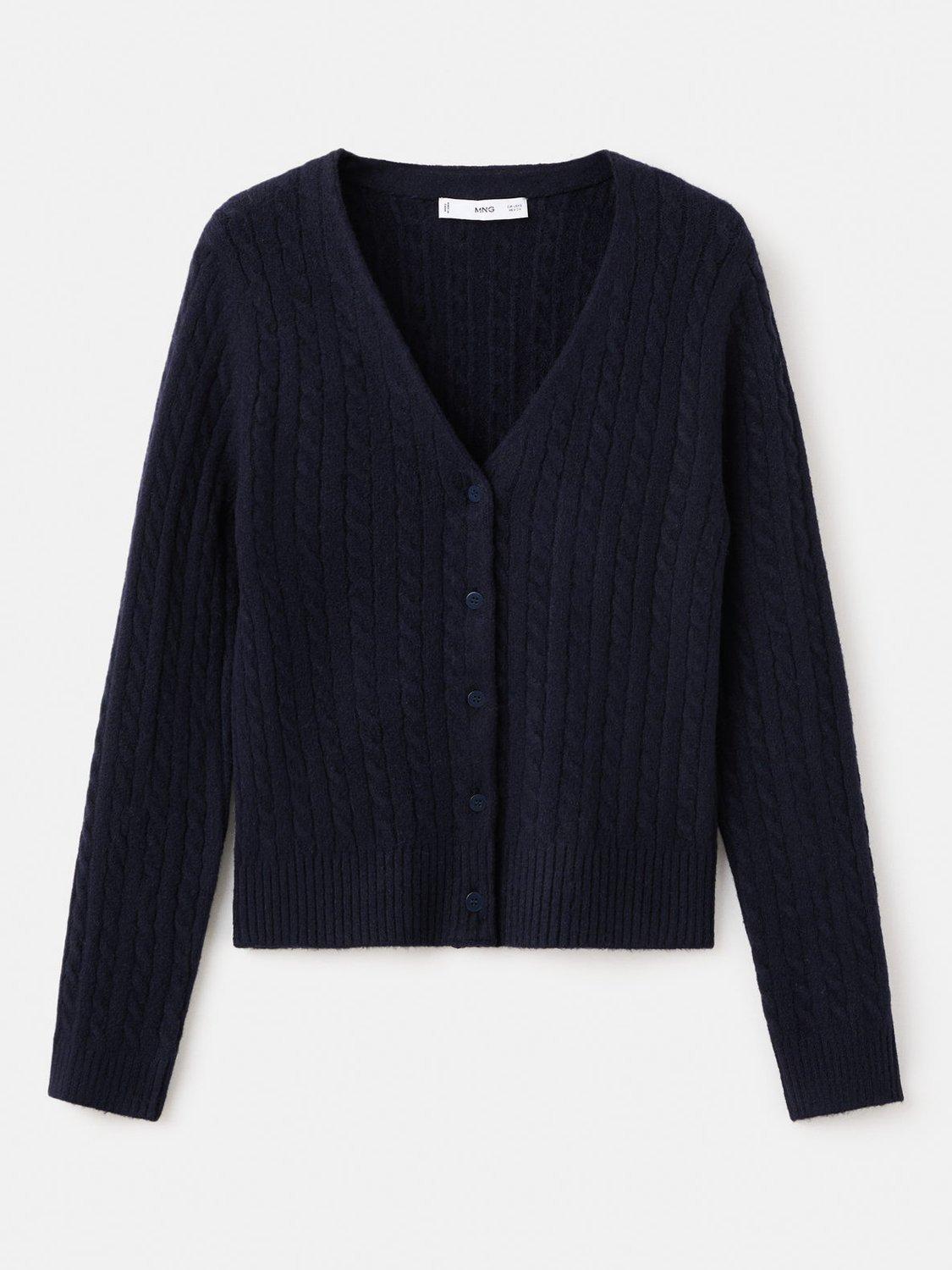 Product image 3 of 9, which shows Mango Marine V-Neck Knit Cardigan, Navy, 5XL