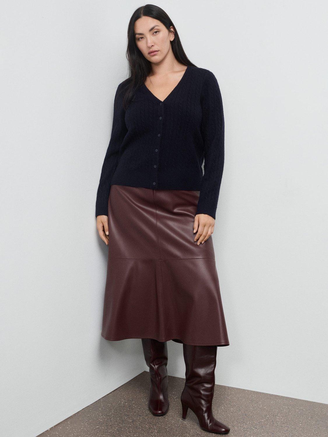 Product image 8 of 9, which shows Mango Marine V-Neck Knit Cardigan, Navy, 5XL