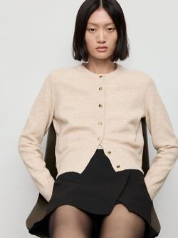 Mango Eliote Cardigan, Light Beige, Light Beige