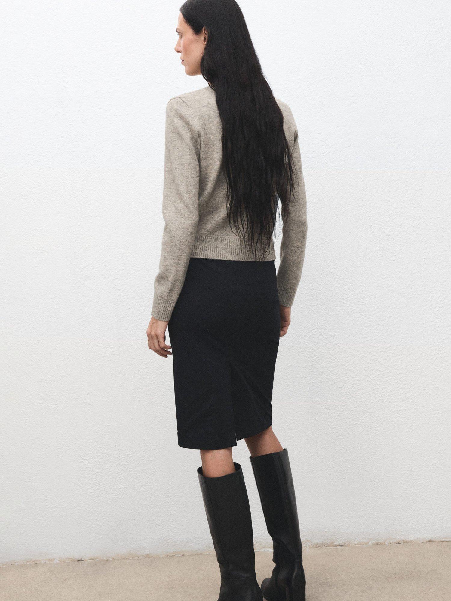 Product image 4 of 7, which shows Mango Nekka Crew Neck Cardigan, Light Grey, L