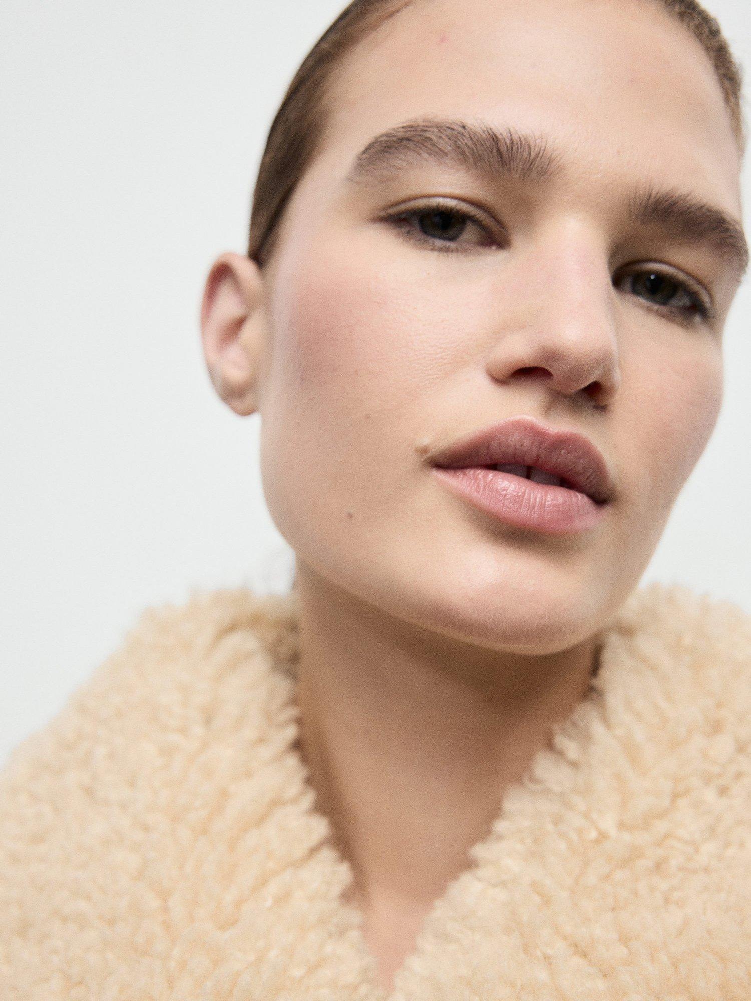 Product image 6 of 8, which shows Mango Adriana Shearling Effect Collar Faux Suede Jacket, Brown, L