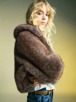 Mango Bola Faux Fur Jacket, Light Beige - view 2, Light Beige