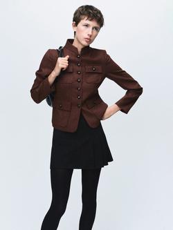 Mango Great Wool Blend Utility Jacket, Brown, Brown