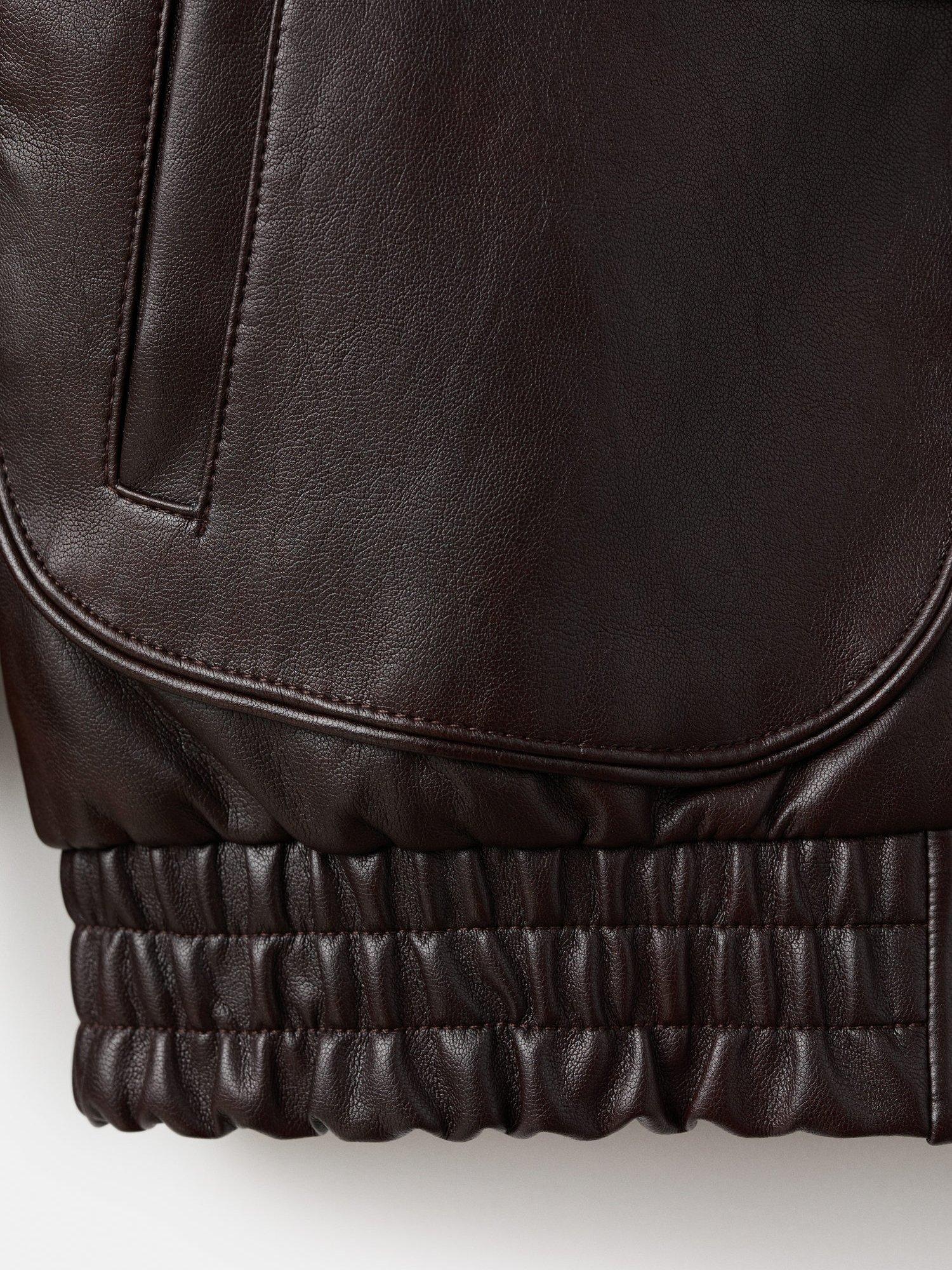 Product image 5 of 8, which shows Mango Marti Loose Fit Faux Leather Jacket, Brown, S