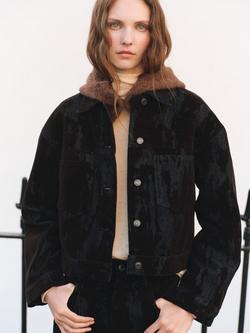 Mango Olimpiap Jacquard Denim Jacket, Dark Brown, Dark Brown