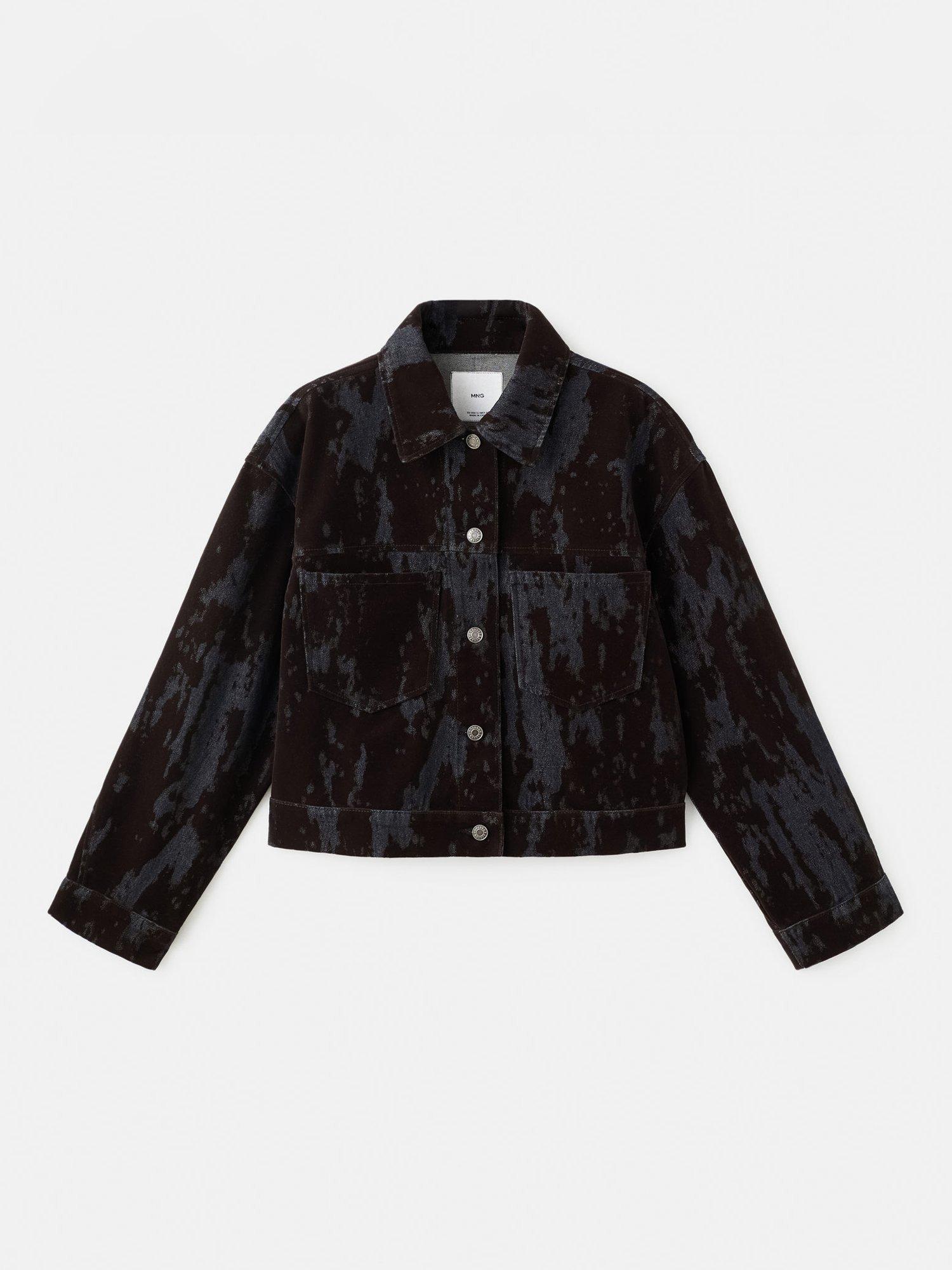 Product image 3 of 7, which shows Mango Olimpiap Jacquard Denim Jacket, Dark Brown, L