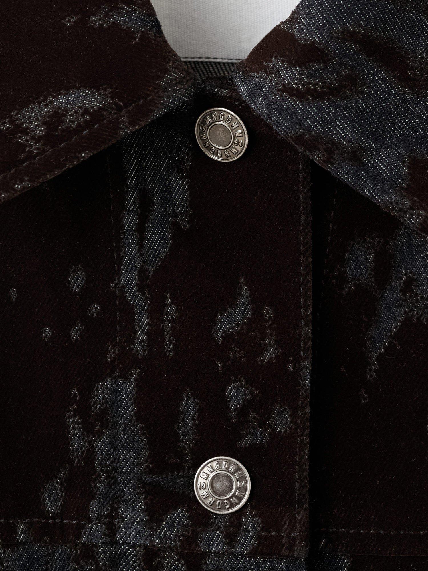 Product image 7 of 7, which shows Mango Olimpiap Jacquard Denim Jacket, Dark Brown, L