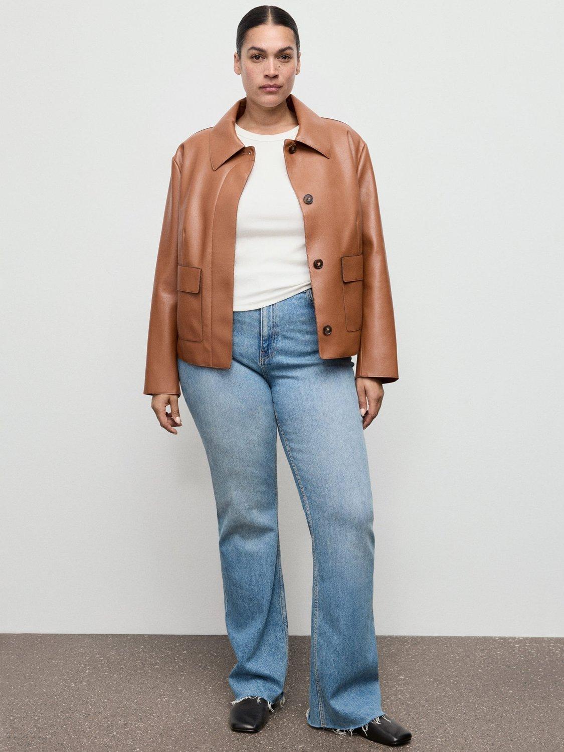 Product image 8 of 9, which shows Mango Sabina Faux Leather Jacket, Medium Brown, XXXL