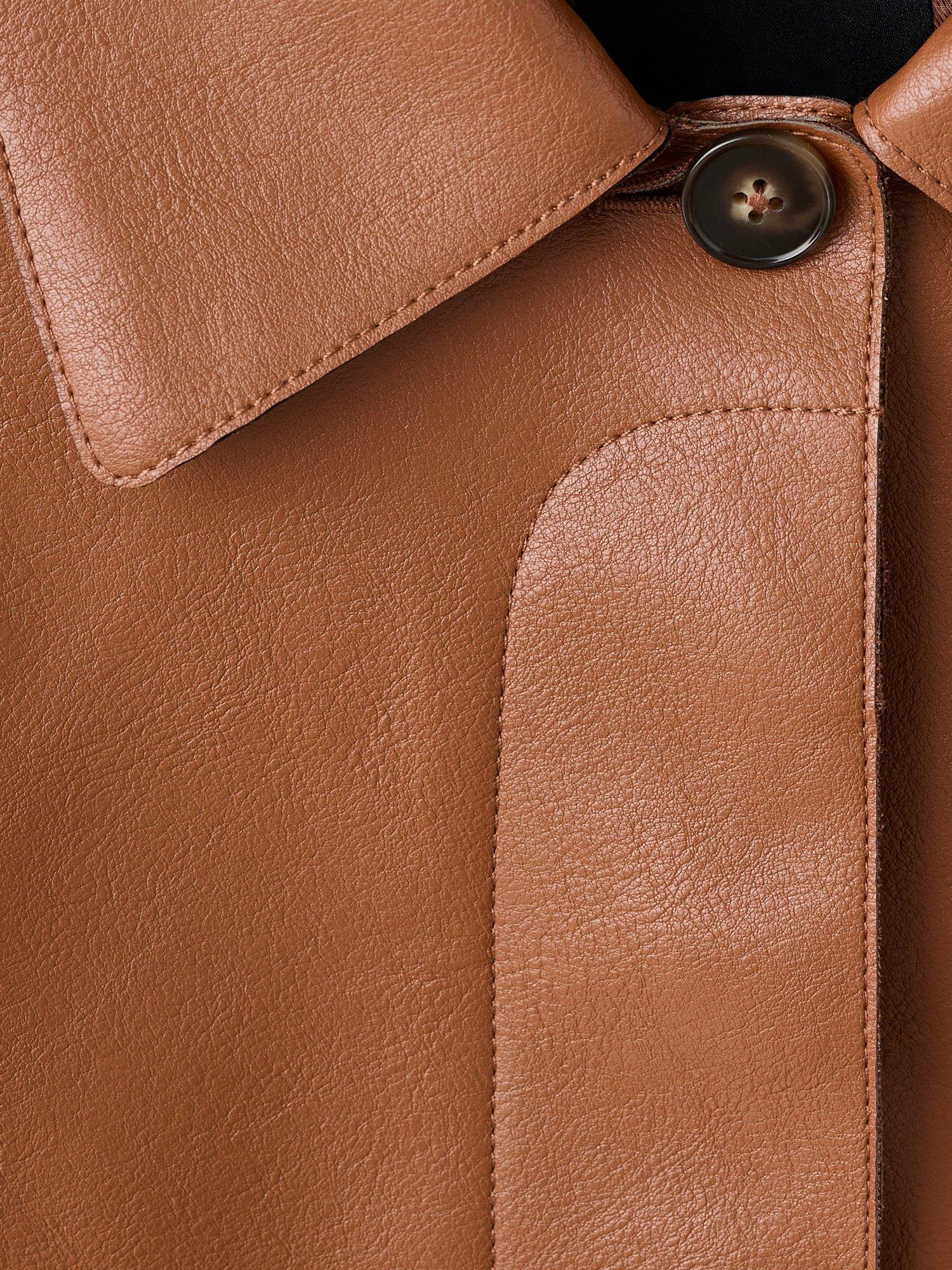 Product image 9 of 9, which shows Mango Sabina Faux Leather Jacket, Medium Brown, XXXL