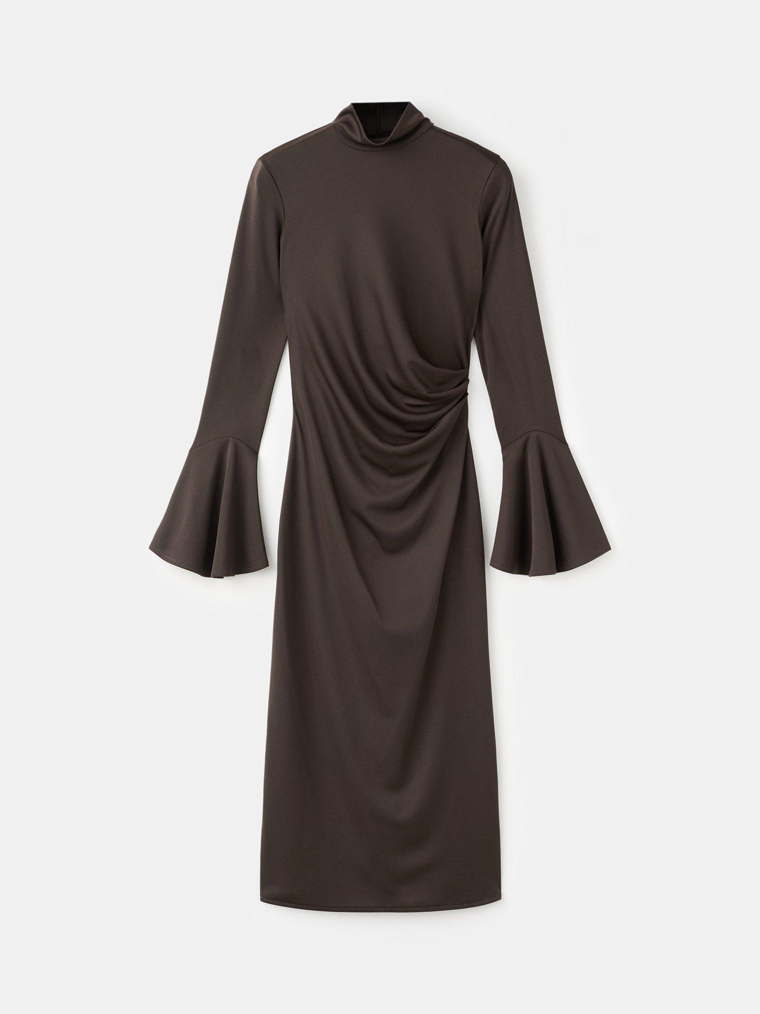 Product image 3 of 7, which shows Mango Venus Fitted Midi Dress, Brown, 10