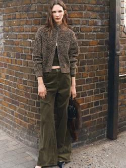 Mango Wide Leg Corduroy Jeans, Khaki, Khaki