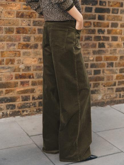 Mango Wide Leg Corduroy Jeans, Khaki - view 2, Khaki