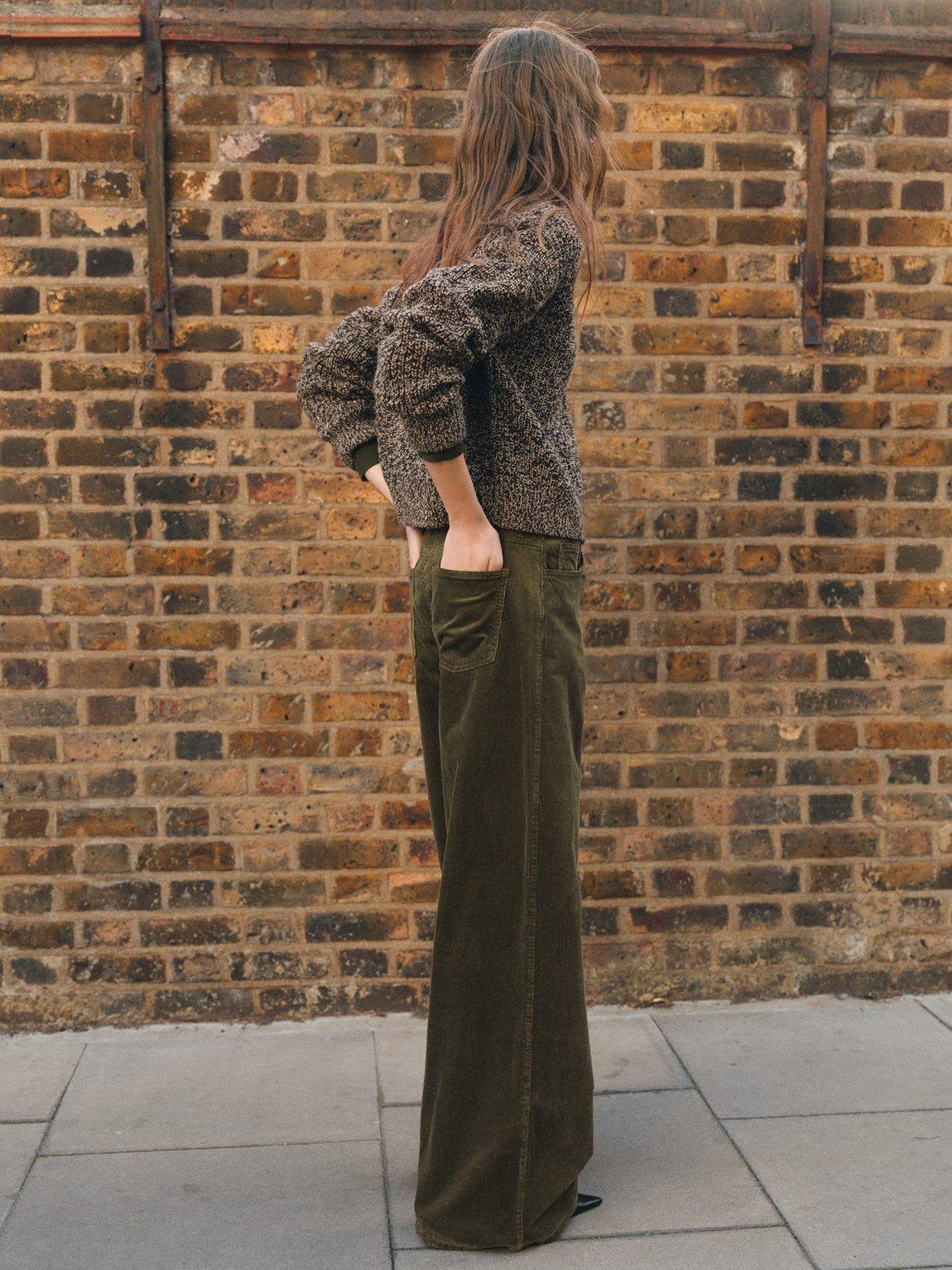 Product image 4 of 6, which shows Mango Wide Leg Corduroy Jeans, Khaki, 10