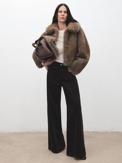 Mango Carmen Wide Leg Fit Corduroy Jeans, Dark Brown - view 2, Dark Brown