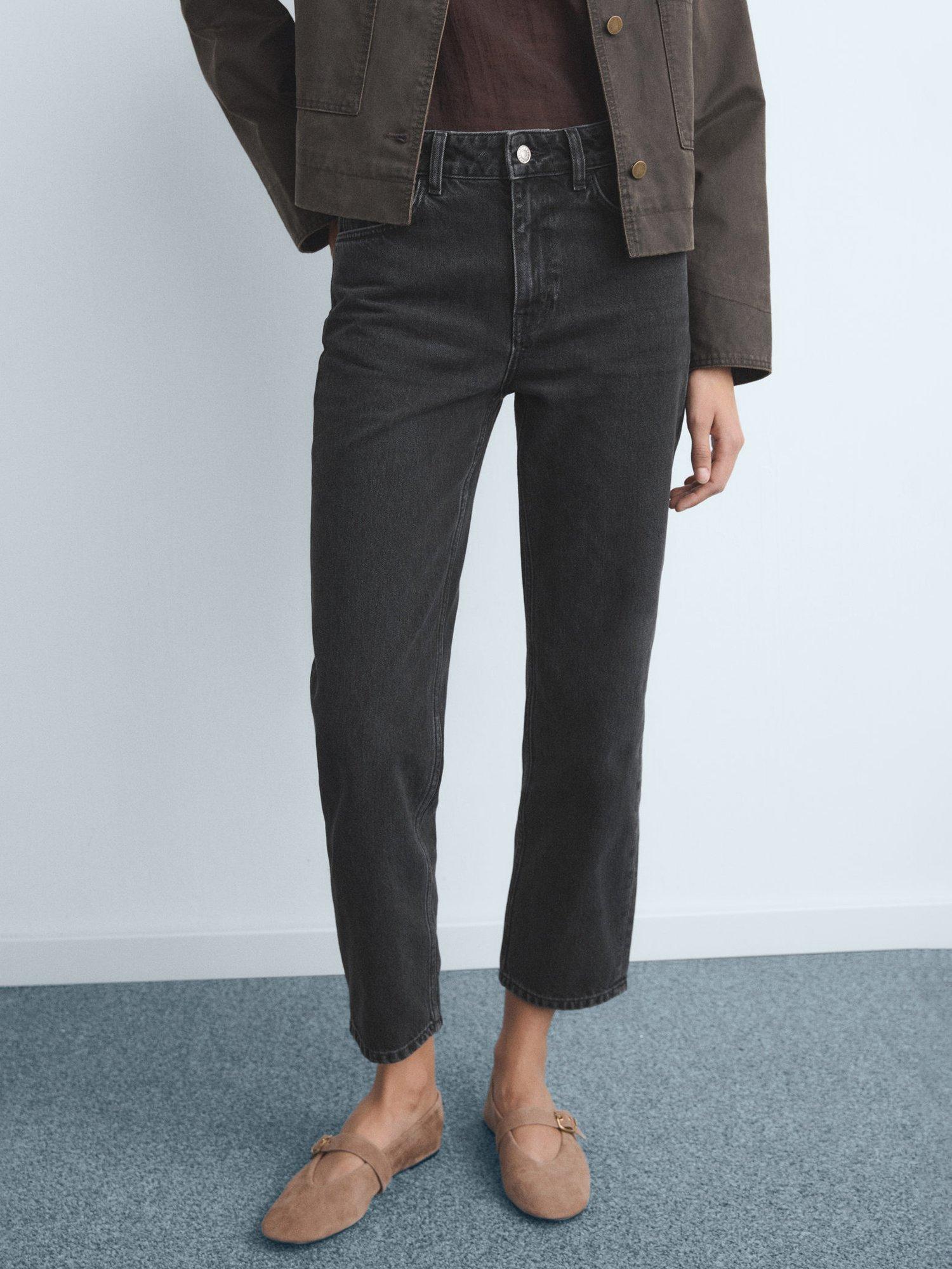 Product image 1 of 7, which shows Mango Delia Slim Denim Jeans, Washed Black, 4