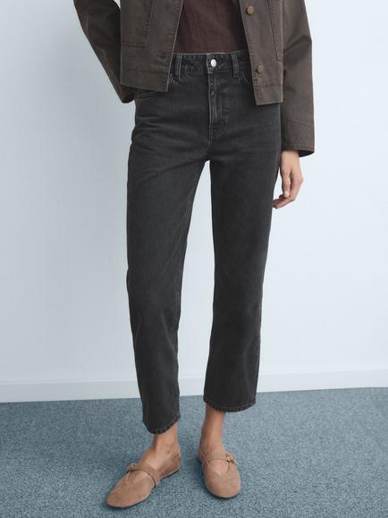Mango Delia Slim Denim Jeans, Washed Black